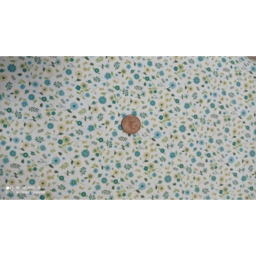 Flores verde agua Algodón 100% - Imagen 1