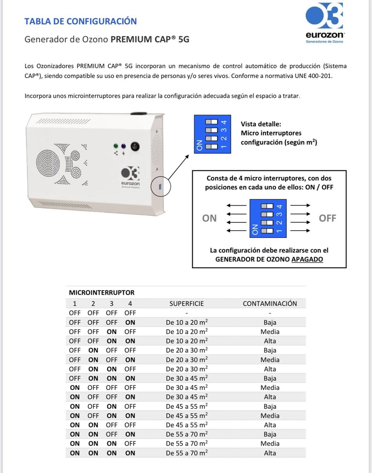 GENERADOR DE OZONO PREMIUM CAP 5G - Imagen 3