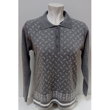 Jersey gris cuello polo - Imagen 1