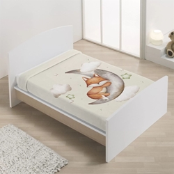 Manta bebé cuna zorro en luna beige - Imagen 1