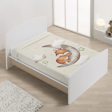 Manta bebé cuna zorro en luna beige - Imagen 1