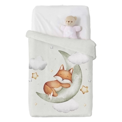 Manta bebé cuna zorro en luna verde - Imagen 2