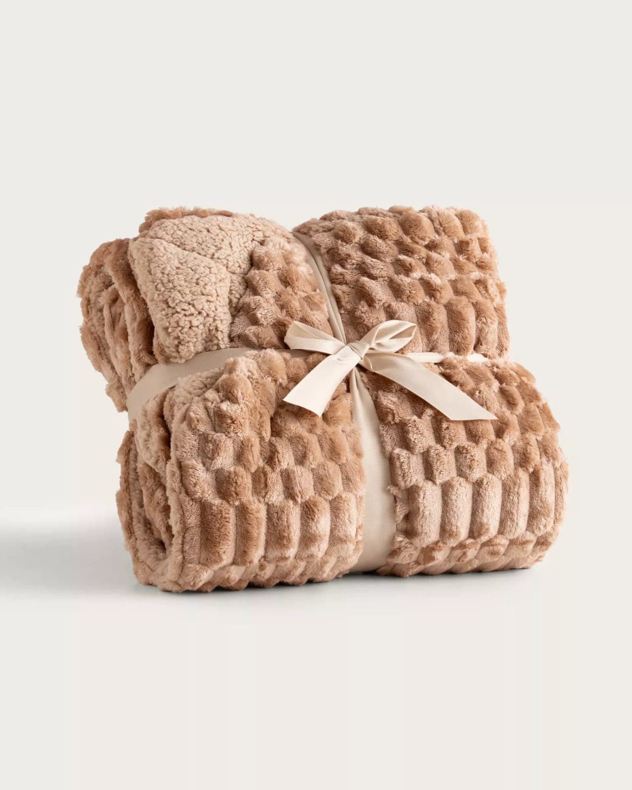 Manta jacquard sherpa Evelin avellana - Imagen 1