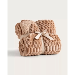 Manta jacquard sherpa Evelin avellana - Imagen 1