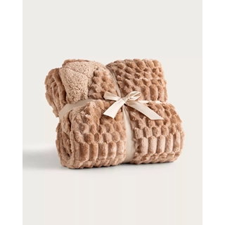 Manta jacquard sherpa Evelin avellana - Imagen 1
