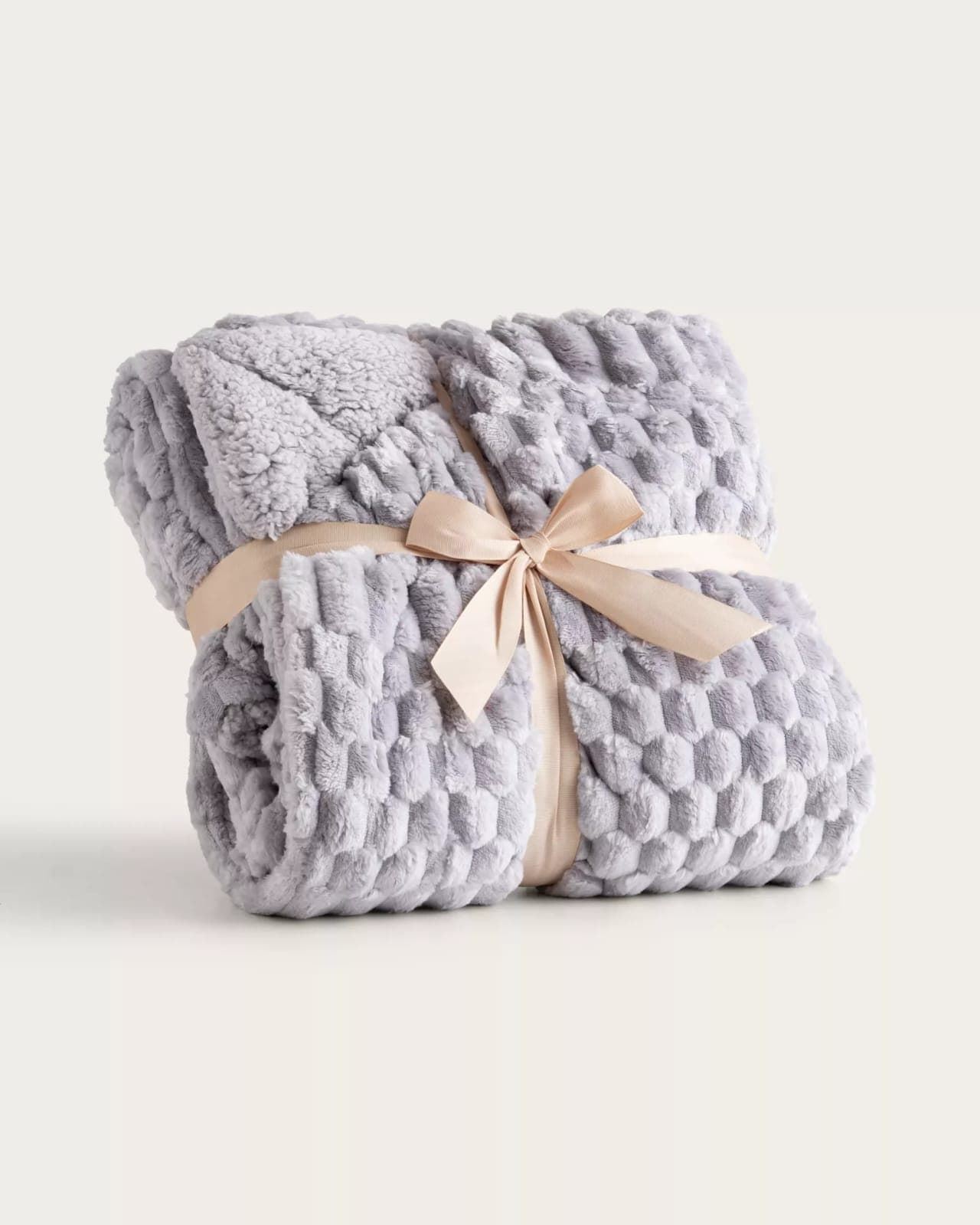 Manta jacquard sherpa Evelin gris - Imagen 1