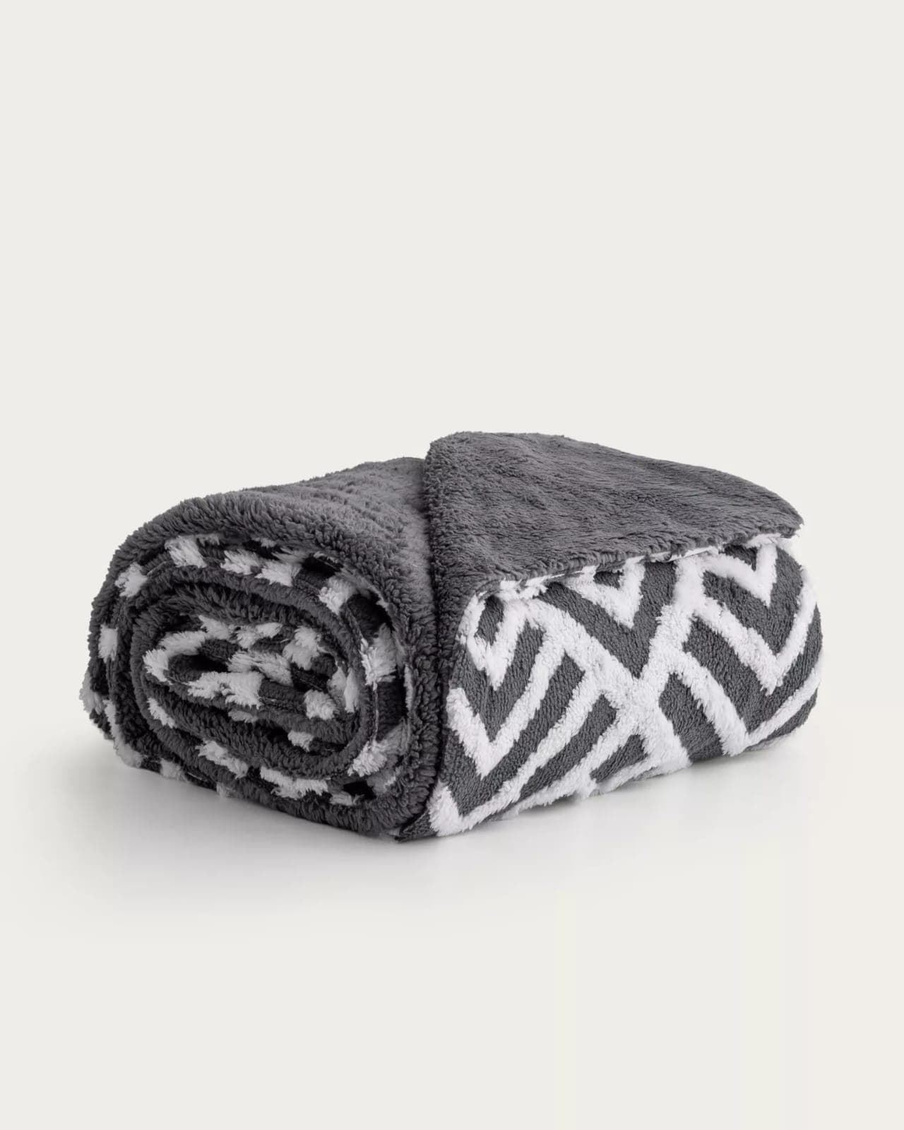 Manta Jacquard sherpa gris - Imagen 1