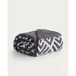Manta Jacquard sherpa gris - Imagen 1
