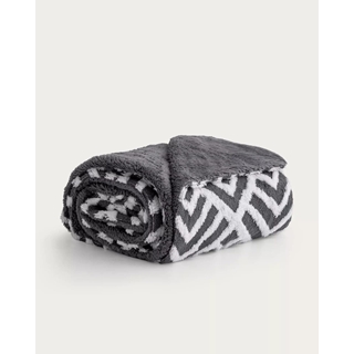 Manta Jacquard sherpa gris - Imagen 1