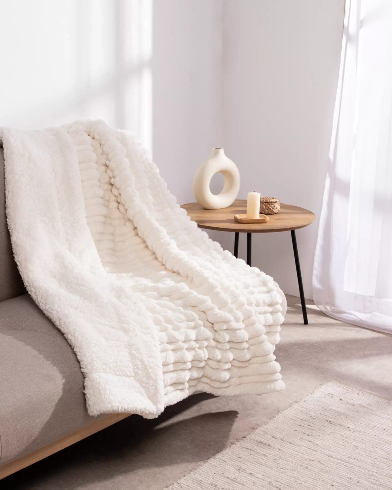 Manta jacquard sherpa Keila crema - Imagen 2