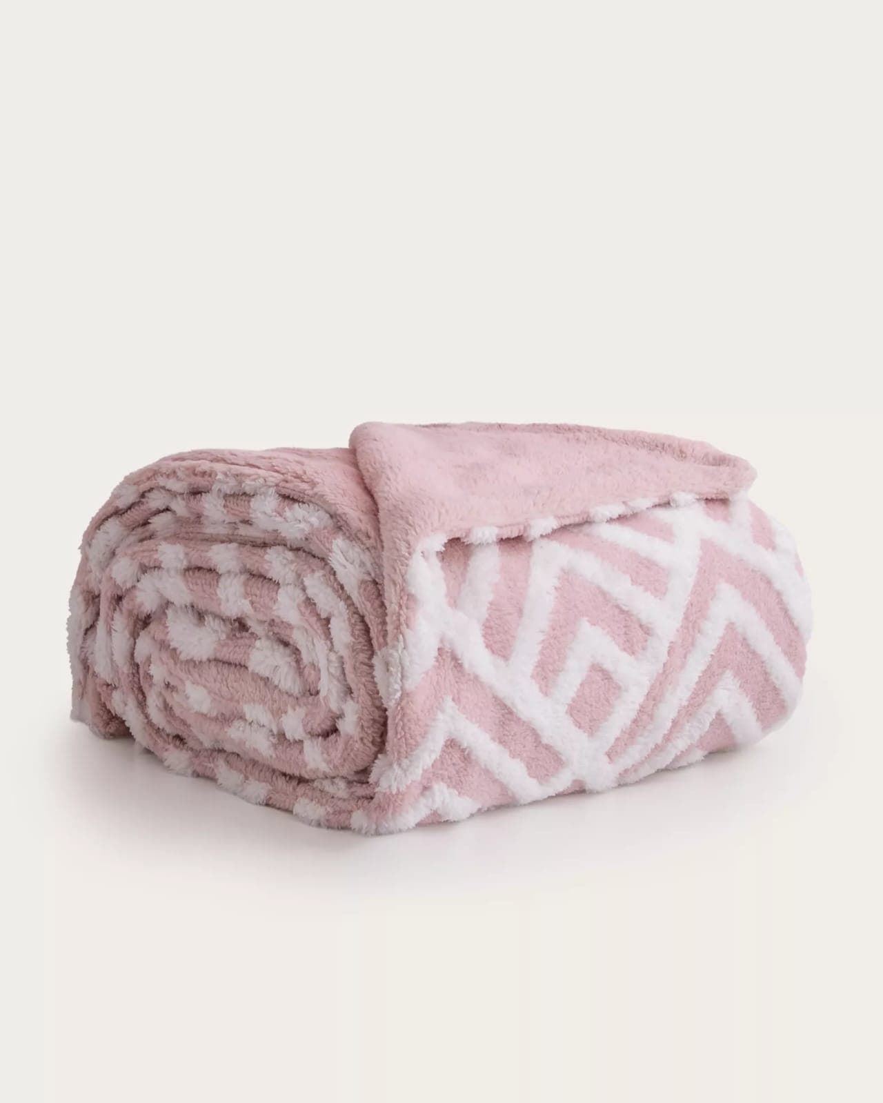 Manta jacquard sherpa rosa - Imagen 1