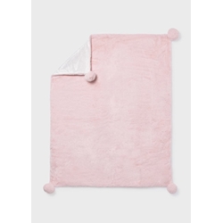 Manta pompones rosa baby - Imagen 2