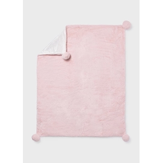 Manta pompones rosa baby - Imagen 2
