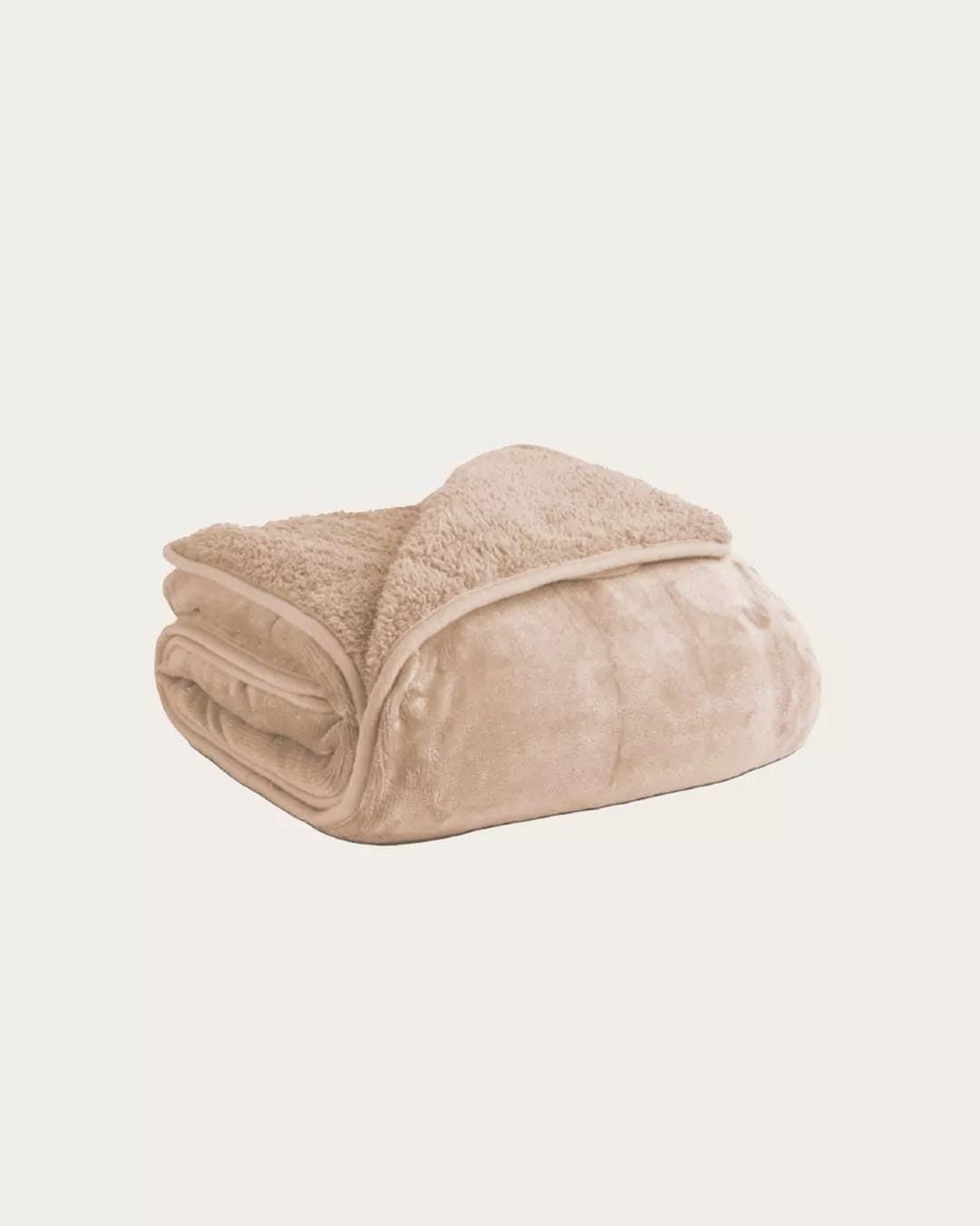 Manta sherpa lisa beige 150 x 200 - Imagen 1