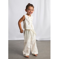 Pantalón bordado hueso - Imagen 1