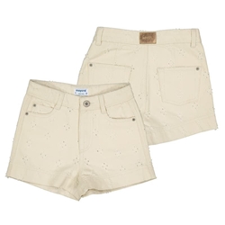 Pantalón corto sarga almendra - Imagen 1