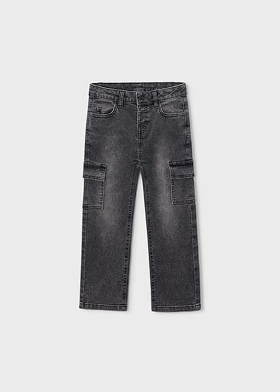 Pantalón denim cargo gris oscuro - Imagen 1