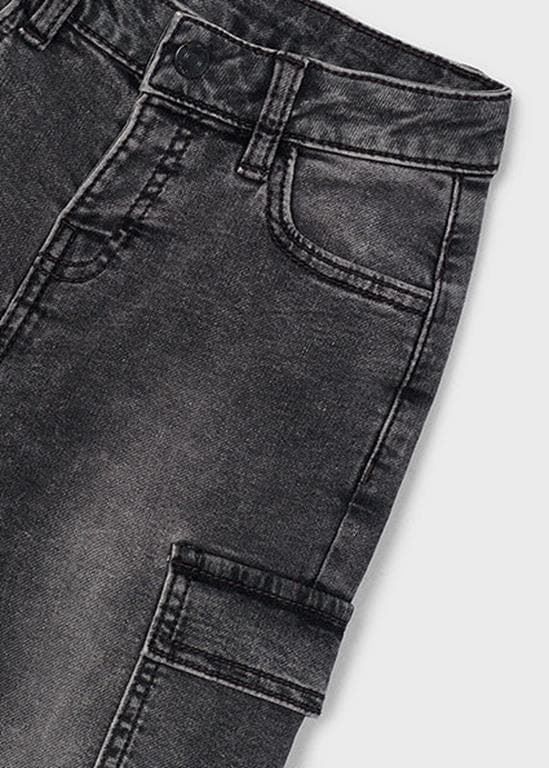 Pantalón denim cargo gris oscuro - Imagen 3