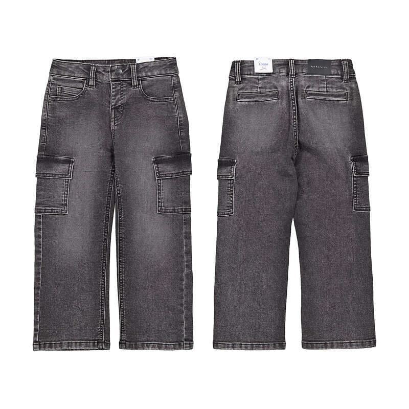 Pantalón denim cargo gris oscuro - Imagen 4