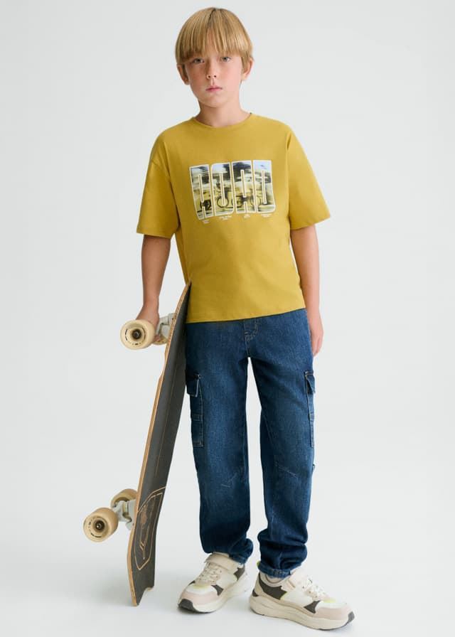 Pantalón denim jogger cargo - Imagen 1