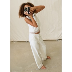 Pantalón largo bordado crudo - Imagen 1