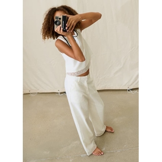 Pantalón largo bordado crudo - Imagen 1