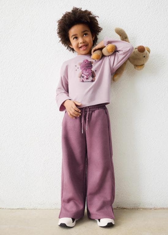 Pantalón largo felpa violeta - Imagen 1
