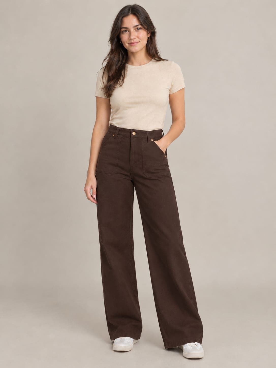 Pantalón tejano marrón - Imagen 1