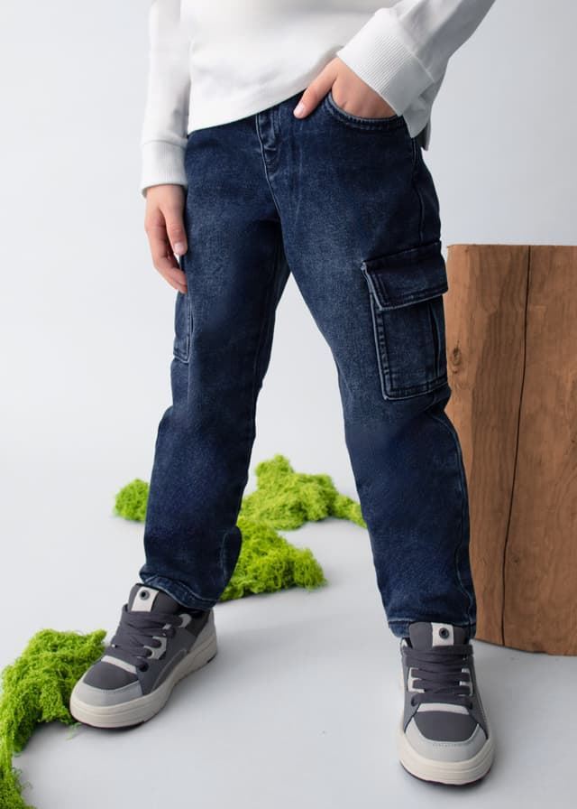Pantalón vaquero cargo blue black - Imagen 2