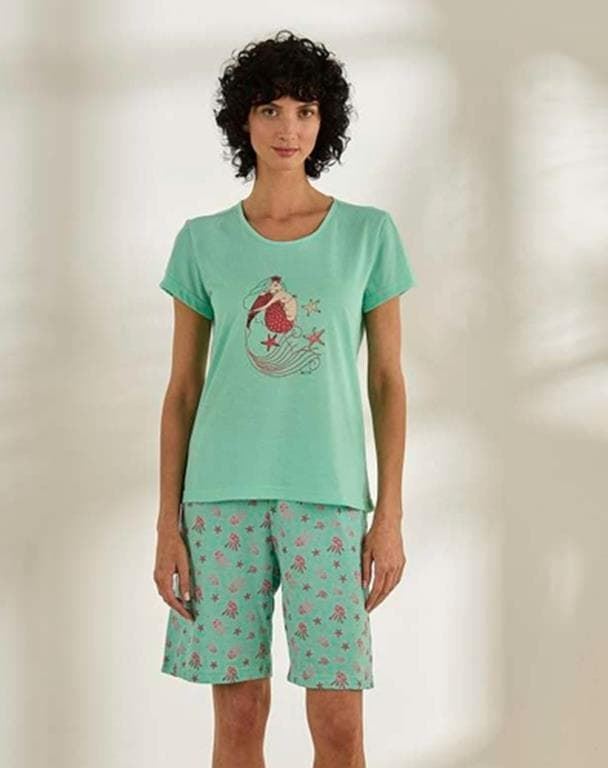 Pijama corto verde - Imagen 1