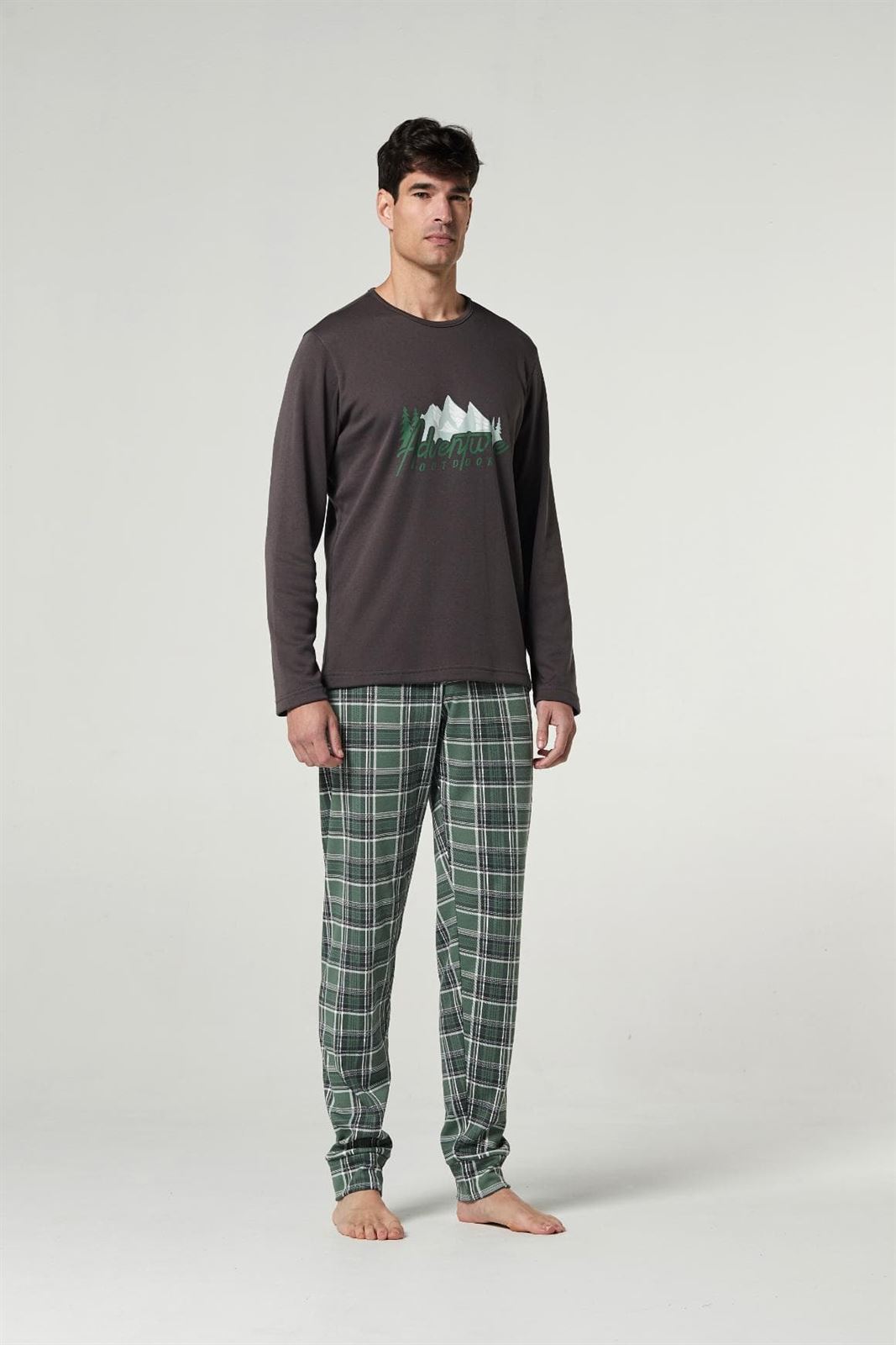 Pijama cuadros verde. - Imagen 1