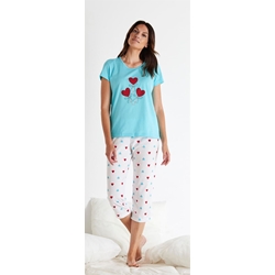 Pijama turquesa corazones - Imagen 1