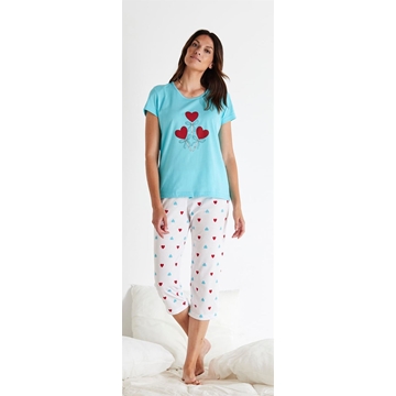 Pijama turquesa corazones - Imagen 1