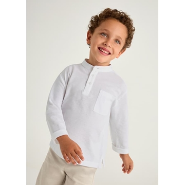 Polo manga larga blanco - Imagen 1