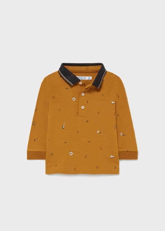 Polo ocre estampado - Imagen 1