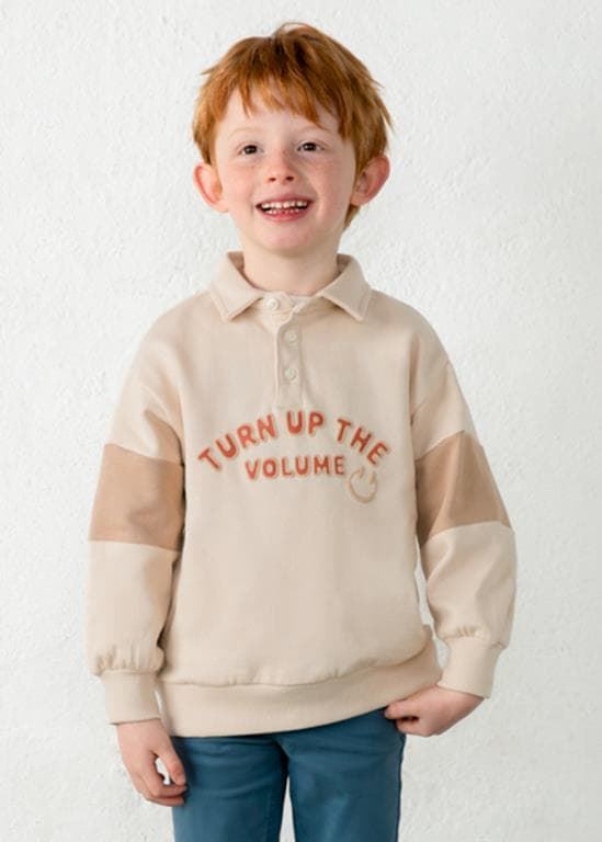 Pullover cuello polo piedra - Imagen 1