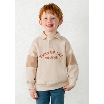 Pullover cuello polo piedra - Imagen 1