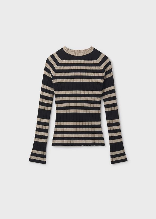Semicisne tricot negro-sésamo - Imagen 1