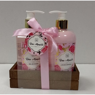 Set spa rosa mosqueta en bandeja de madera - Imagen 2