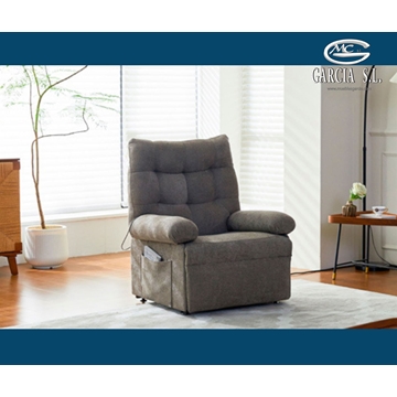 SILLON RELAX ELEVADOR MAJOR TEJIDO GRIS TABACO. - Imagen 1