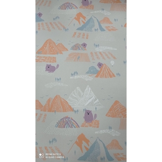 Tela impermeable con forro polar de osos y montañas - Imagen 1