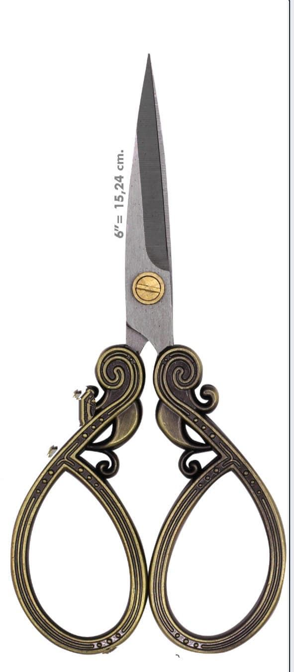 Tijera para bordar decorativa con punta recta 6" (15,24cm) oro - Imagen 1