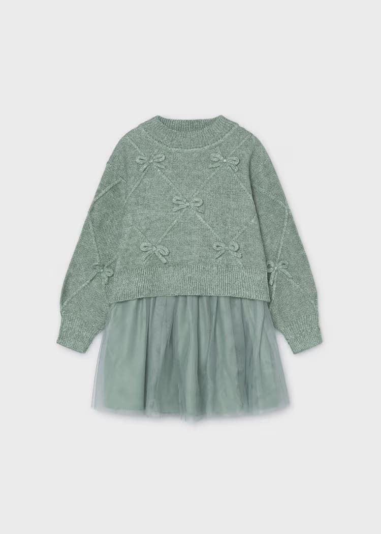 Vestido combinado lazos anís - Imagen 1