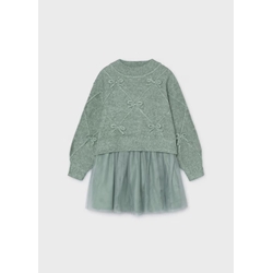 Vestido combinado lazos anís - Imagen 1