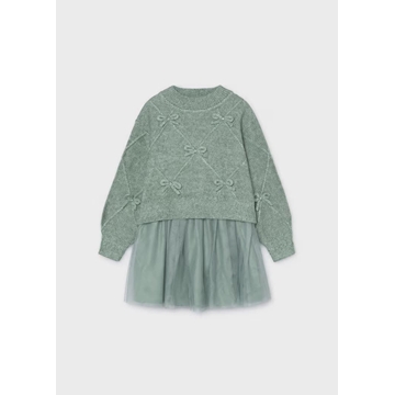 Vestido combinado lazos anís - Imagen 1