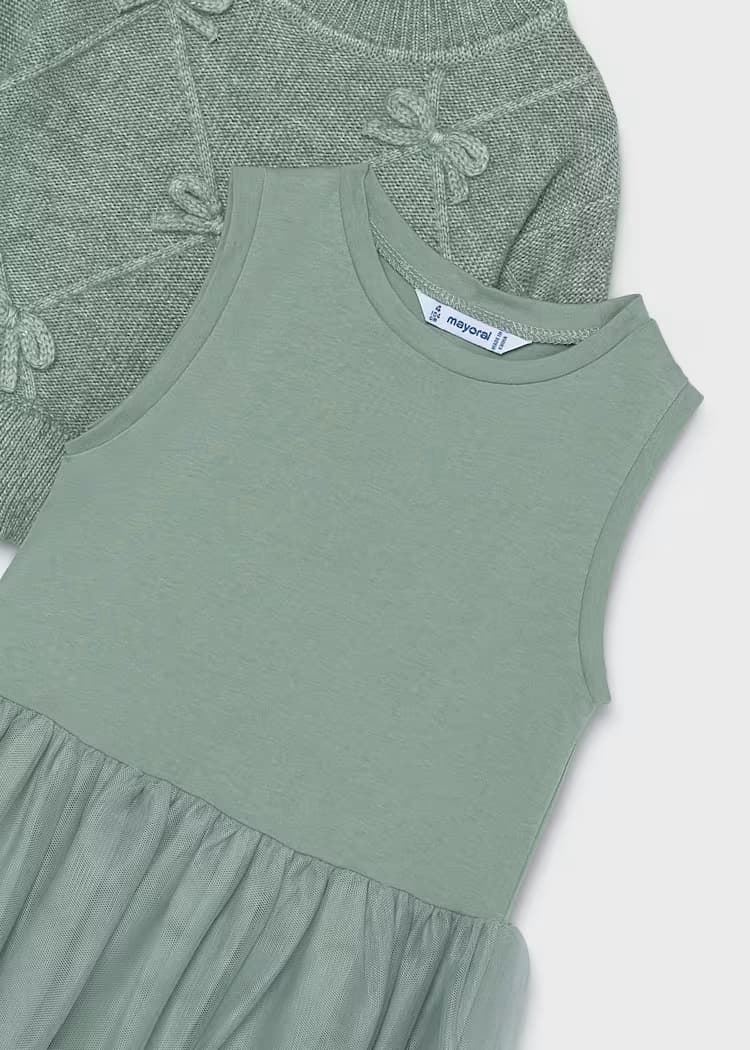 Vestido combinado lazos anís - Imagen 3