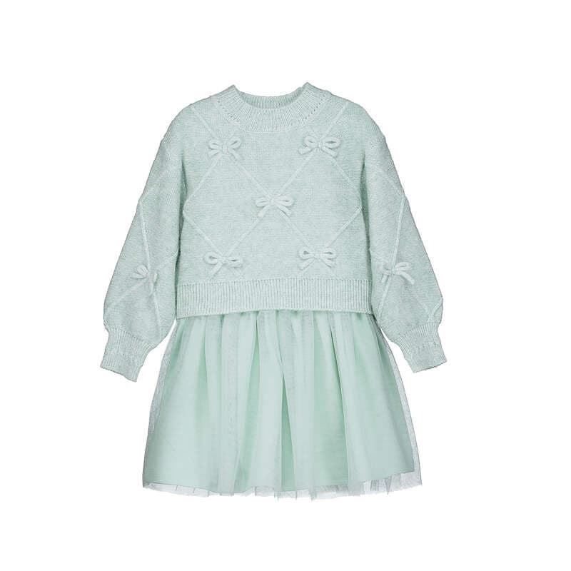 Vestido combinado lazos anís - Imagen 4