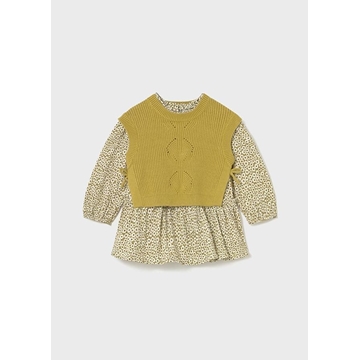 Vestido con chaleco tricot aceite - Imagen 2