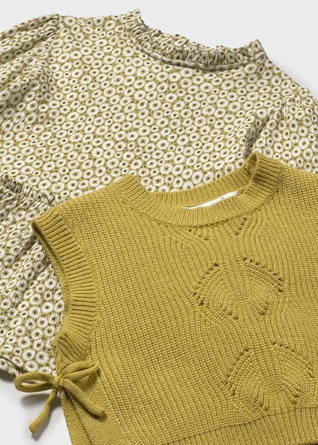 Vestido con chaleco tricot aceite - Imagen 4