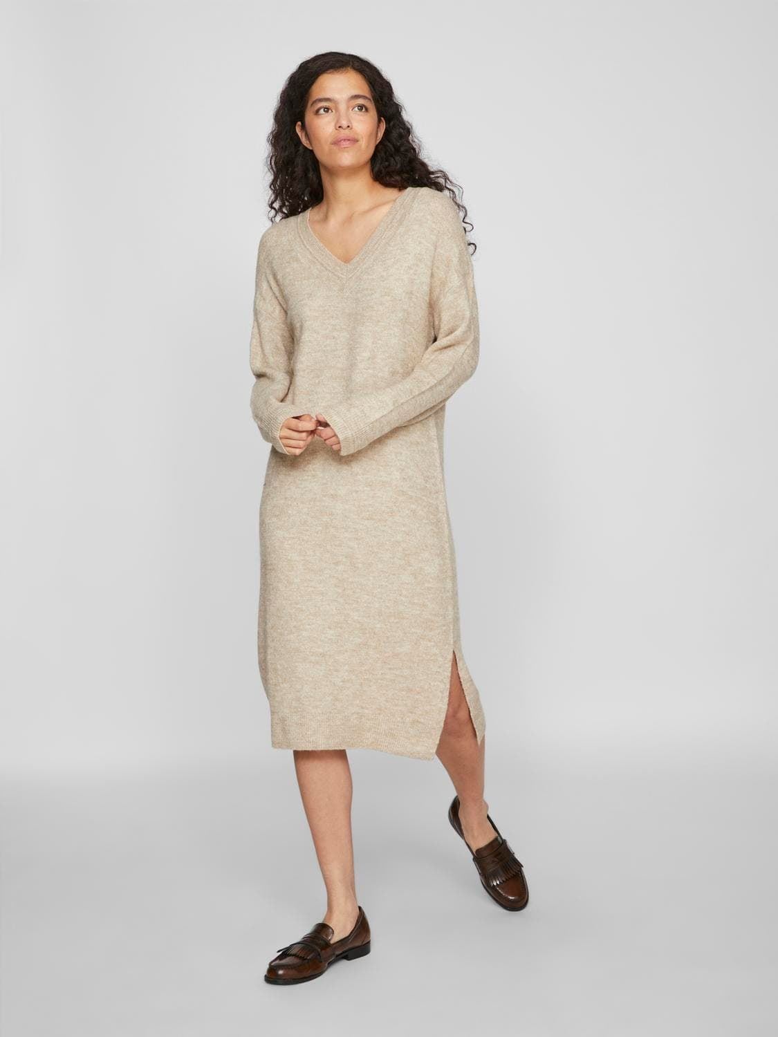 Vestido punto beige vima - Imagen 4